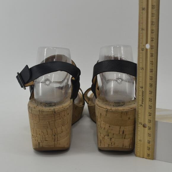 Korks By Kork-Ease Austin Black Leather Wedge Sandals Size 9 - Picture 8 of 16